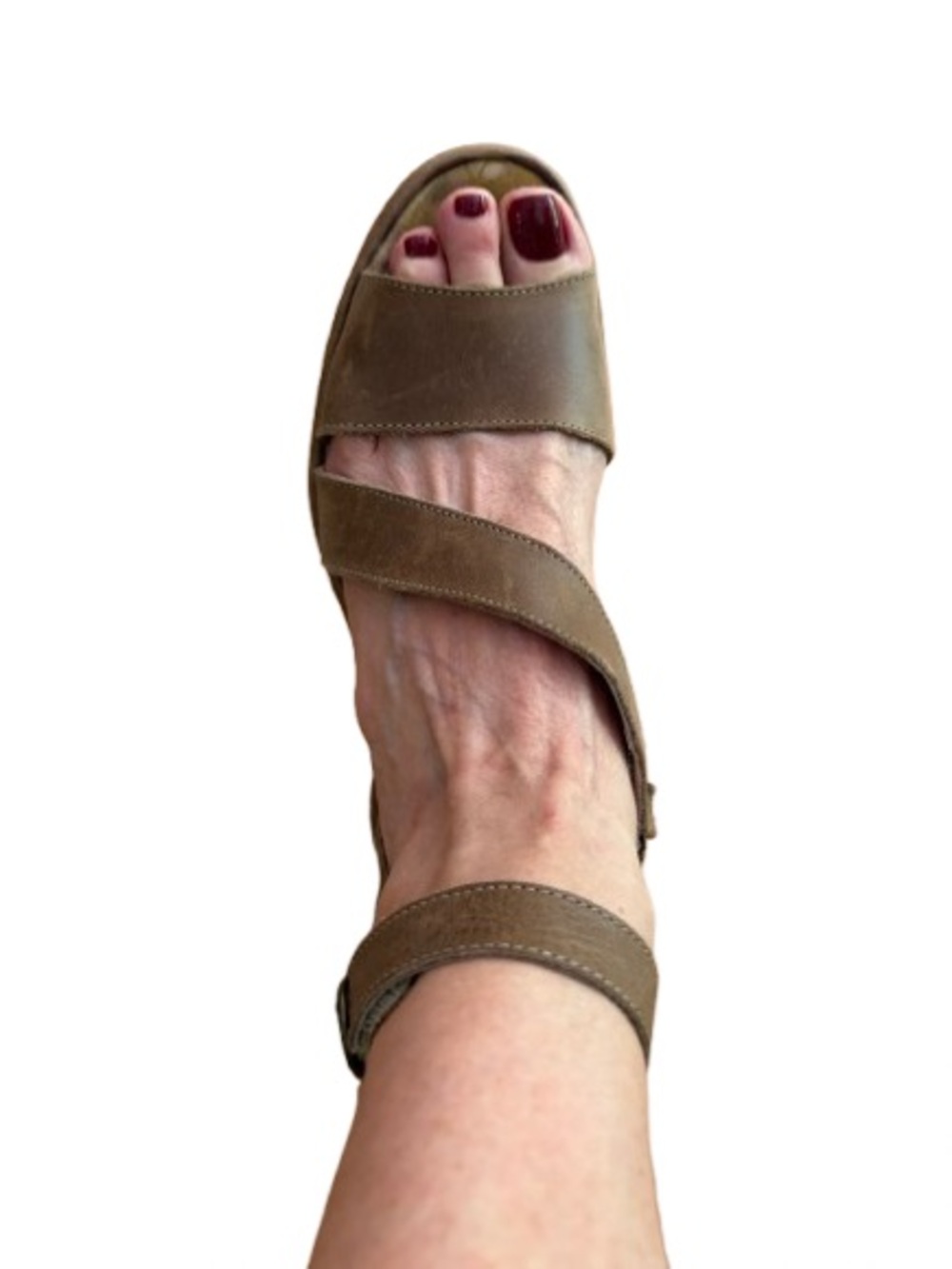 FLY LONDON Camel Ankle Wrap Sandal with Box | Size 39
